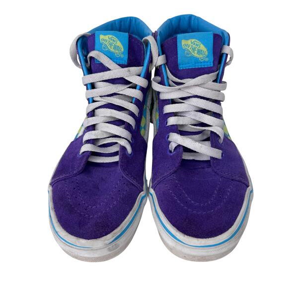Vans Old Skool Checkers‎ Hi-Top Sneakers Shoes Womens US 6.5 Purple White 500714 - Picture 4 of 14